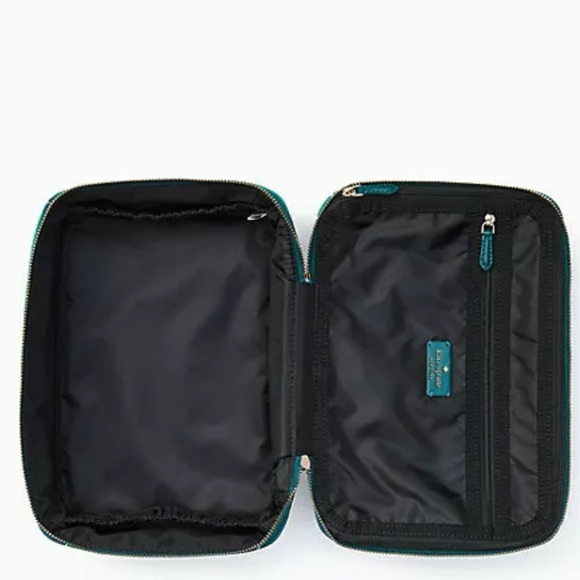 Kate spade Monstera leaves cosmetic case green nylon makeup - Picture 2 of 2